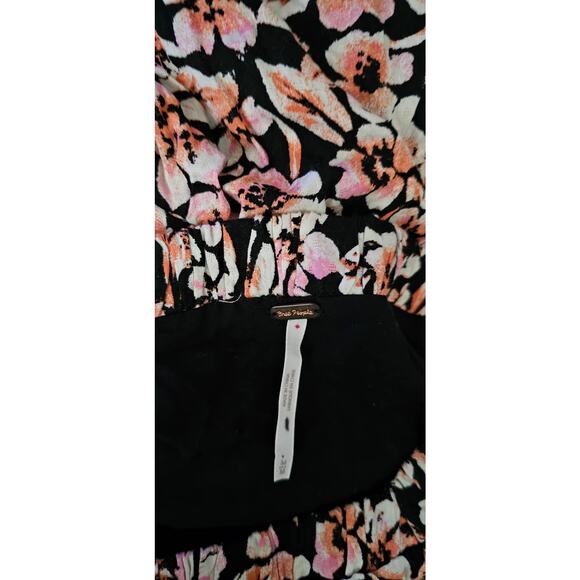 New Free People Jael  Boho Floral Printed Mini Dress $128 MEDIUM Black - Picture 8 of 8